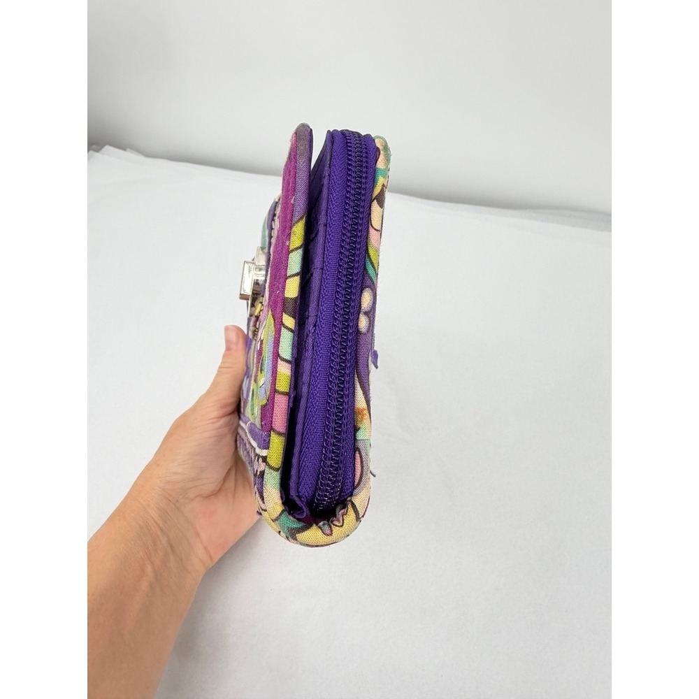 Vera Bradley Turnlock Wallet Retired Quilted Paisley 'Heather' Floral Purple - Picture 8 of 12
